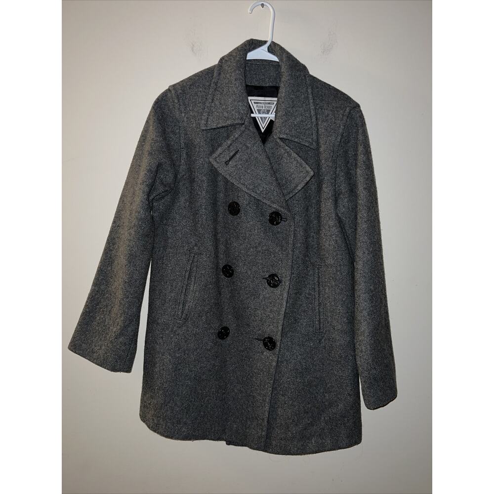Vintage J Percy Marvin Richards Wool Gray Womens 8 Made In USA Pea Coat Jacket